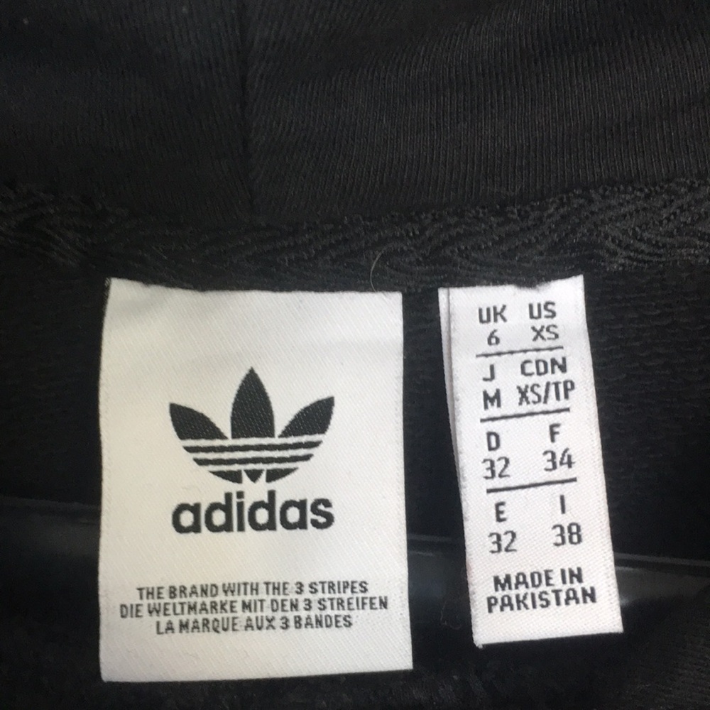 Adidas Originals Black Trefoil Hoodie French Terry Pocket Pullover XS - Picture 5 of 12